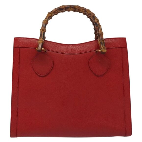 GUCCI Bamboo Hand Bag Leather Red Gold 002 2865 0260 Auth ep10194 - Picture 3 of 15
